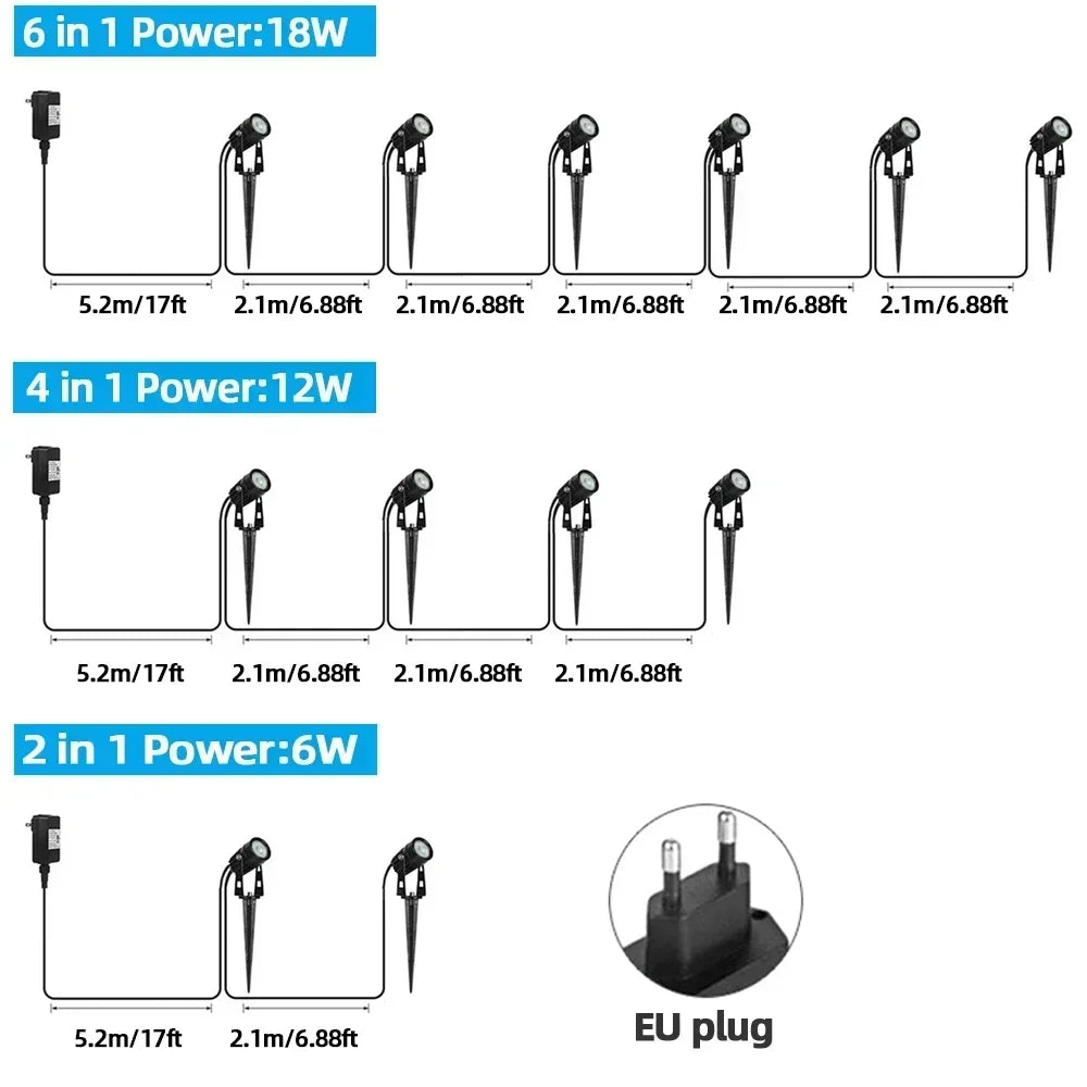 Led Garden Lights Lawn Lamp 2/4/6/8/10 in 1 Outdoor Waterproof Spotlight RGB Dimming High Brightness Landscape Light Ground Lamp