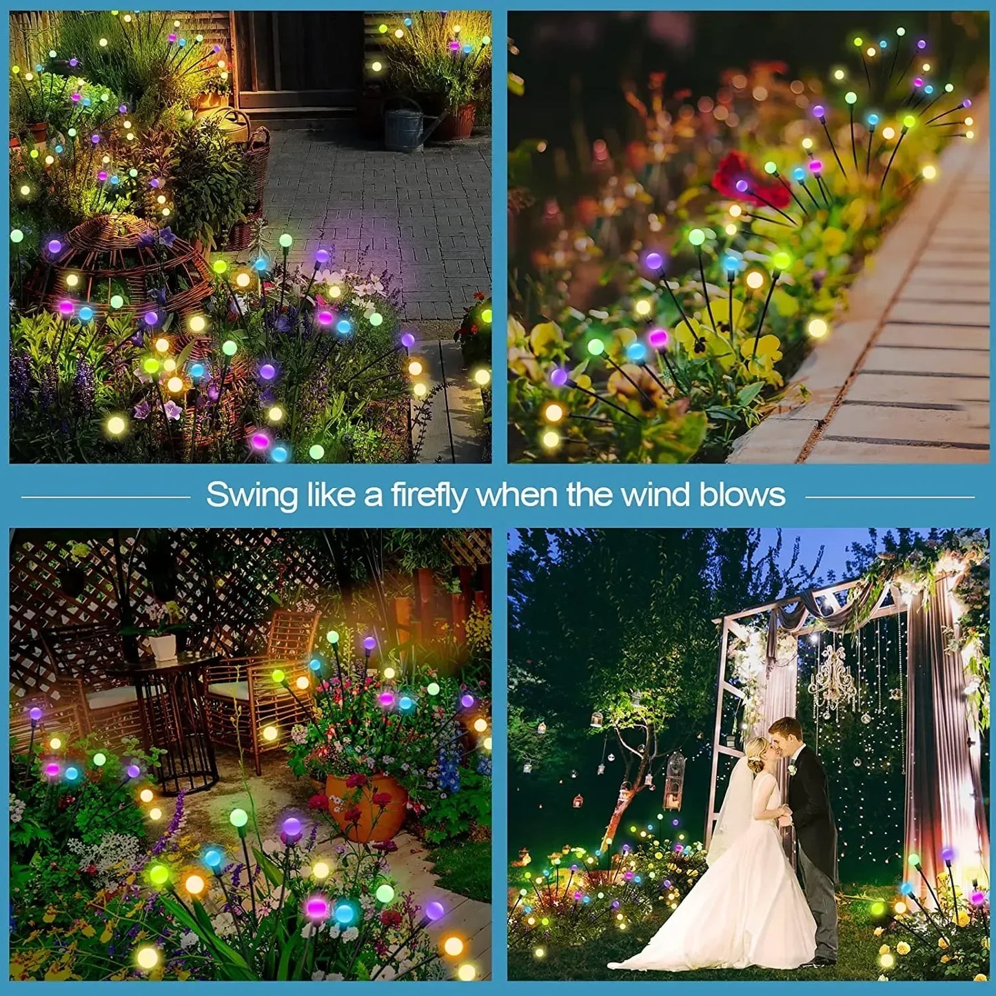 1/4/8/12Pack Outdoor LED Solar Lights Waterproof Starburst Firefly Lights Lawn Garden Lamp for Path Landscape Decorative Lights