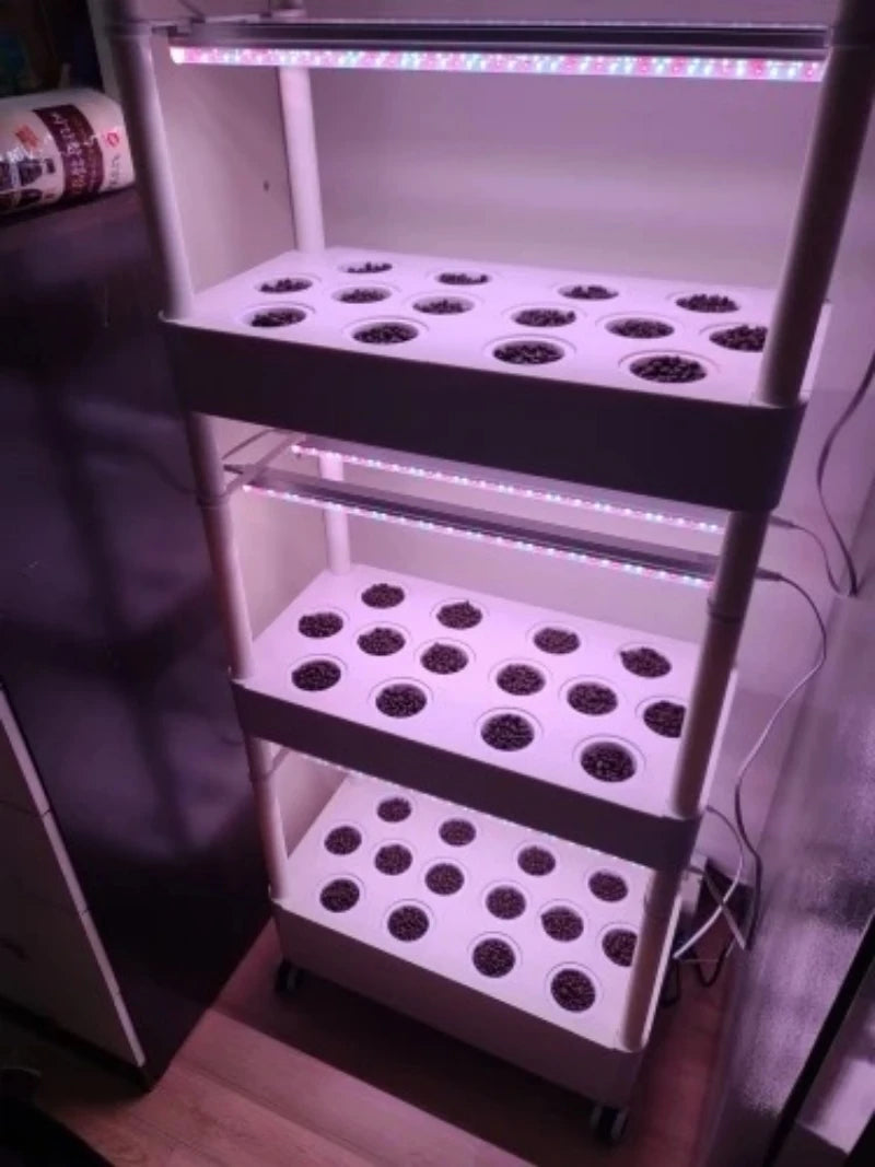 Indoor Vertical Hydroponic Growing Systems Kits with LED Light, 3 Layers, 42 Plants Sites