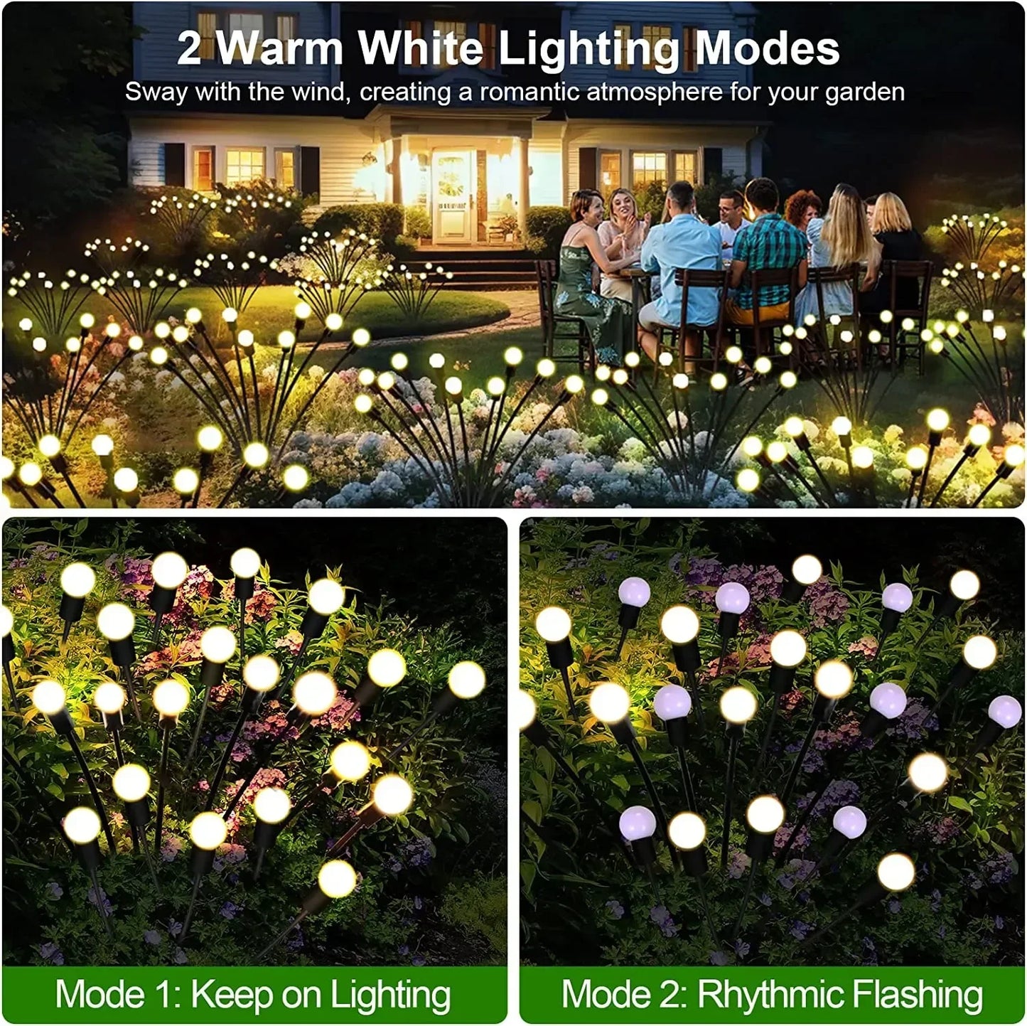 1/4/8/12Pack Outdoor LED Solar Lights Waterproof Starburst Firefly Lights Lawn Garden Lamp for Path Landscape Decorative Lights