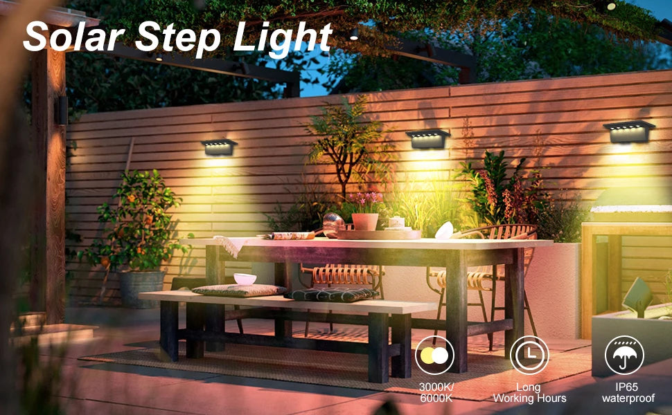 LED Solar Stair Light Path Outdoor Waterproof Wall Lamp Garden Terrace Guardrail Step Light Landscape Balcony Fence Solar Lights