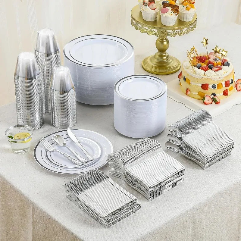 Plastic Dinnerware Set for 100 Guests