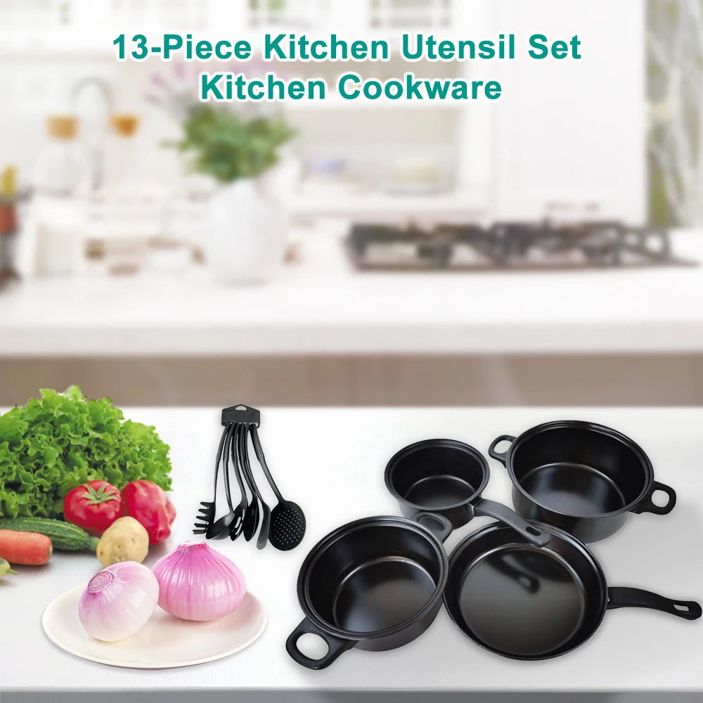 13-Piece Pots And Pans And Kitchen Utensil With Frying Pan