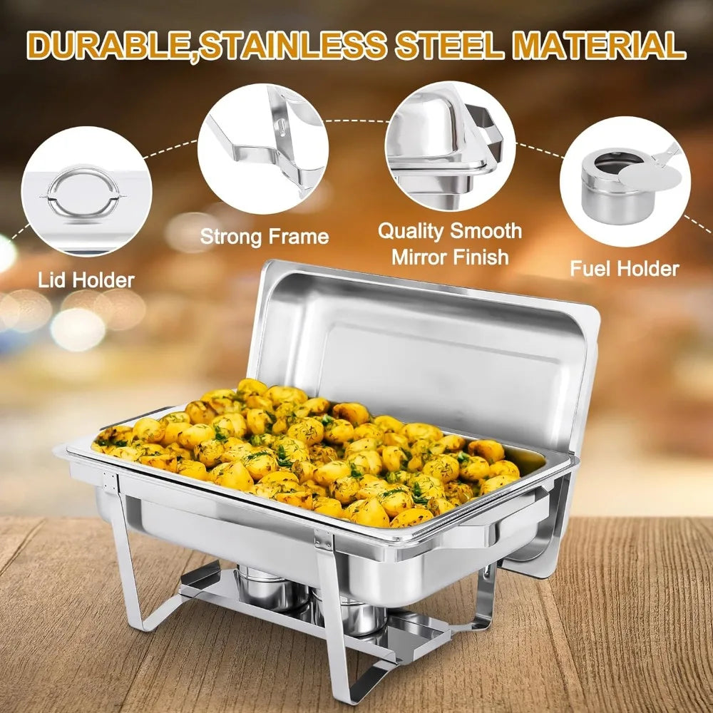 4 Pack Chafing Dish Buffet Set 8 Quart