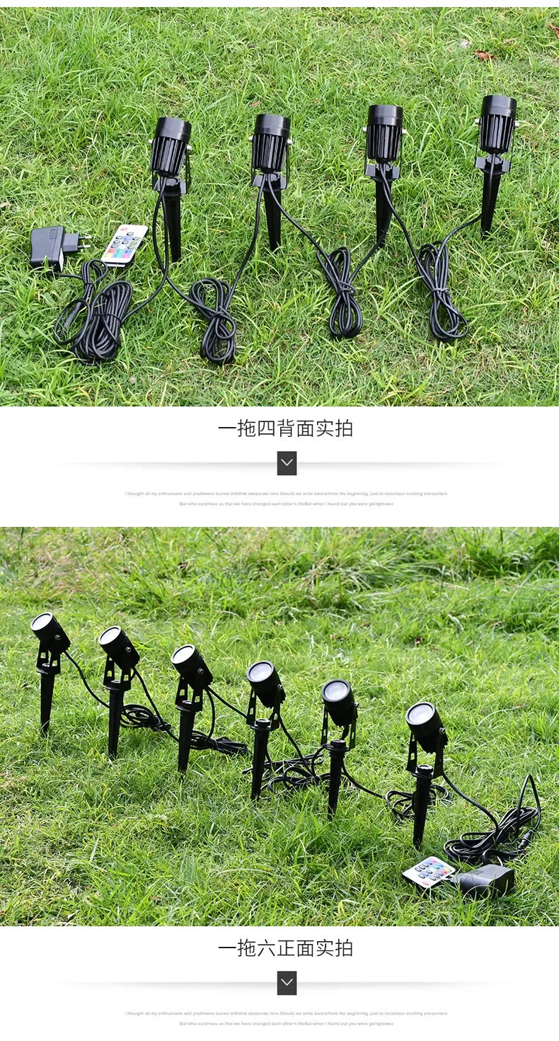 Led Garden Lights Lawn Lamp 2/4/6/8/10 in 1 Outdoor Waterproof Spotlight RGB Dimming High Brightness Landscape Light Ground Lamp