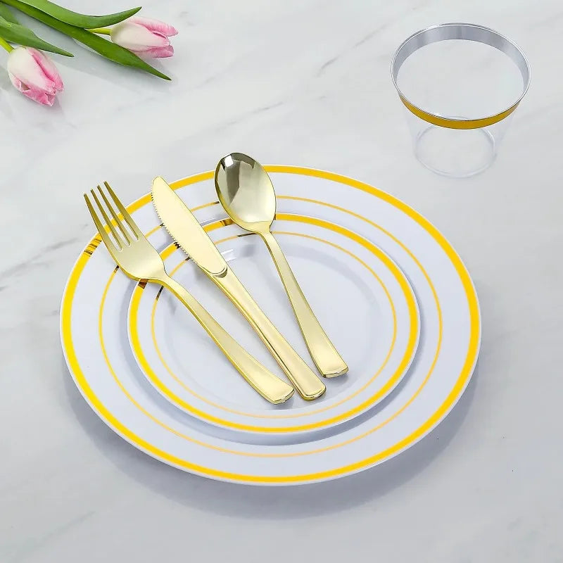 Plastic Dinnerware Set for 100 Guests