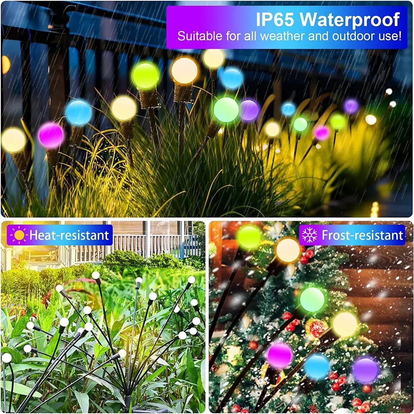 1/4/8/12Pack Outdoor LED Solar Lights Waterproof Starburst Firefly Lights Lawn Garden Lamp for Path Landscape Decorative Lights