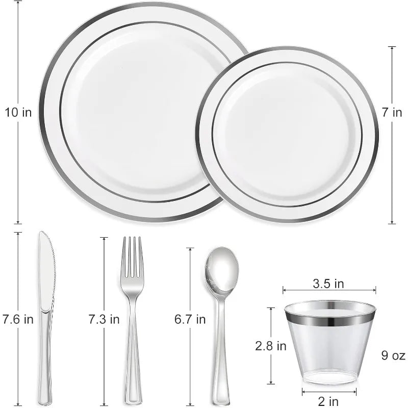 Plastic Dinnerware Set for 100 Guests