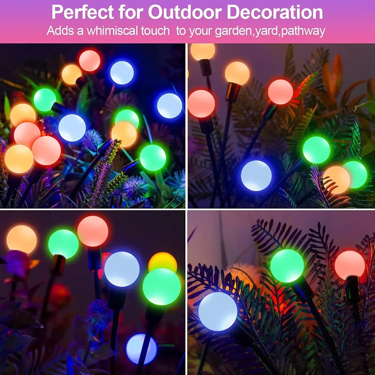 1/4/8/12Pack Outdoor LED Solar Lights Waterproof Starburst Firefly Lights Lawn Garden Lamp for Path Landscape Decorative Lights