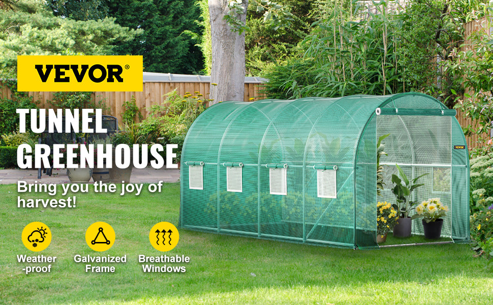 Walk-in Tunnel Greenhouse Galvanized Frame & Waterproof Cover