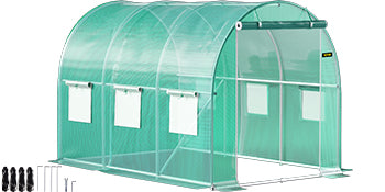 Walk-in Tunnel Greenhouse Galvanized Frame & Waterproof Cover