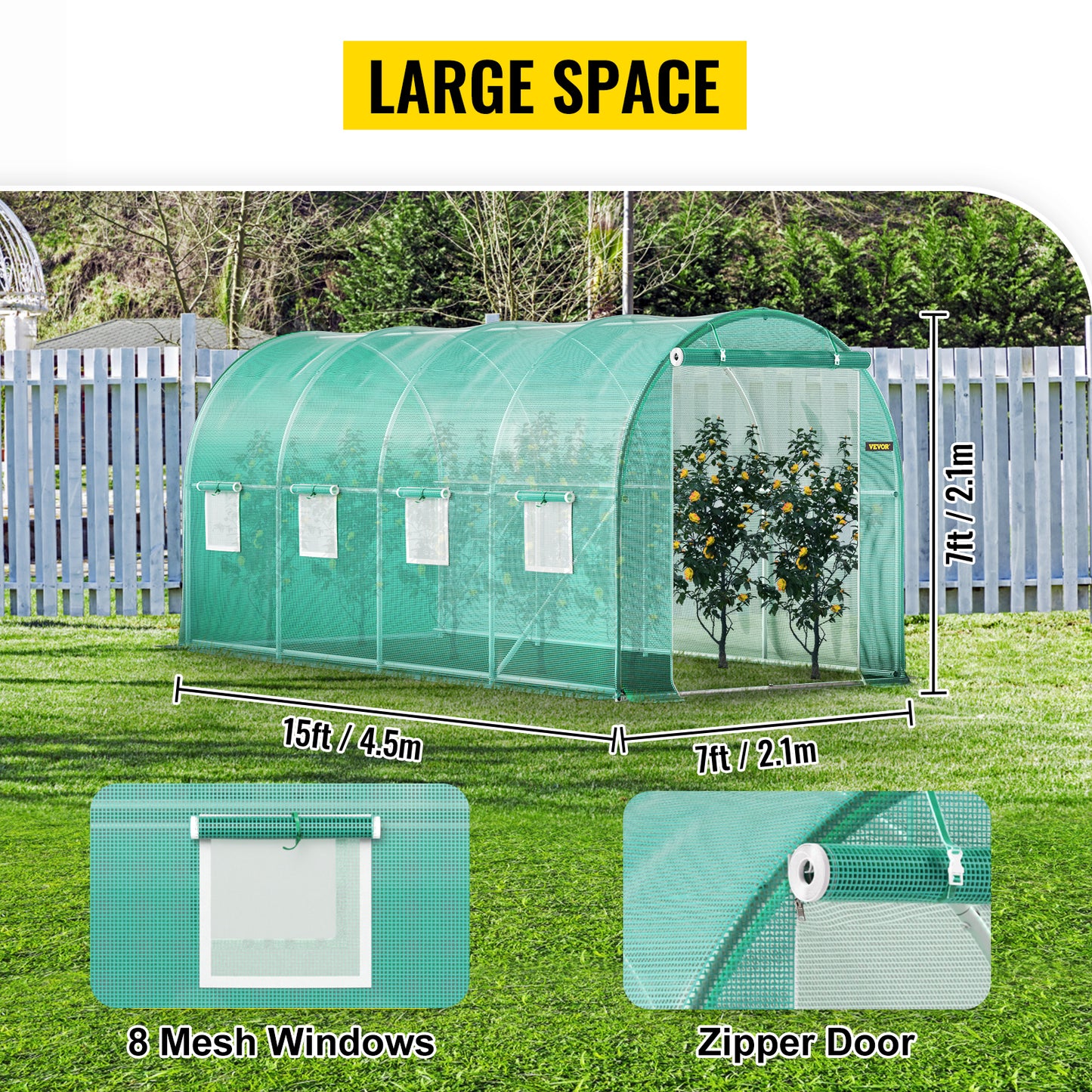 Walk-in Tunnel Greenhouse Galvanized Frame & Waterproof Cover